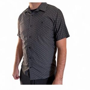 TravisMathew Charcoal Patterned Short Sleeve Button Down Shirt Mens Casual